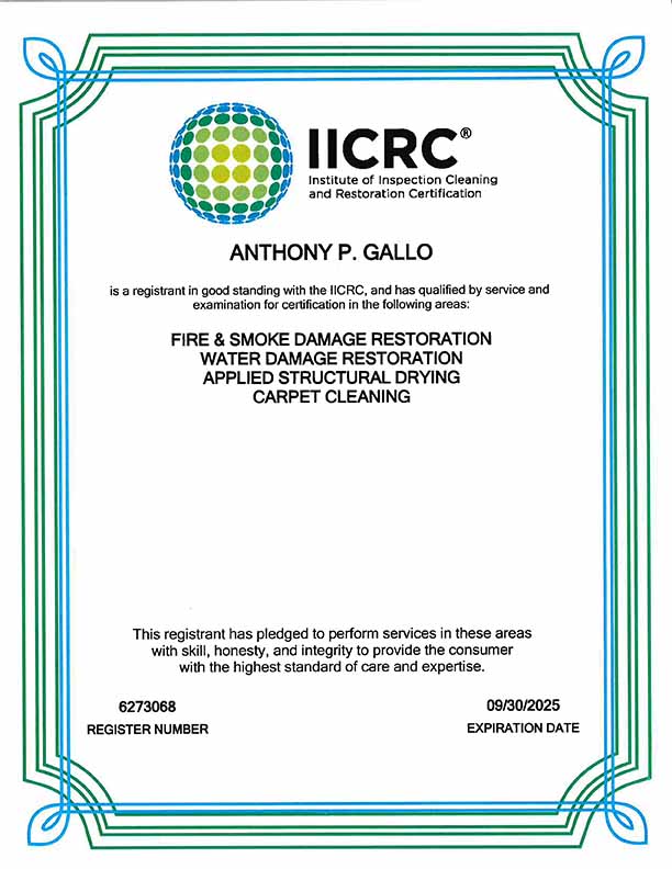 Anthony Gallo IICRC License